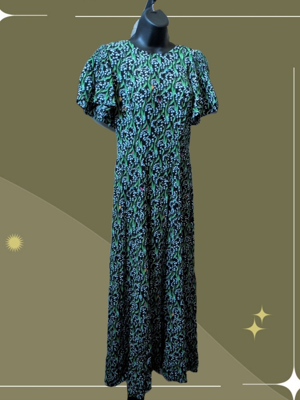 ✨Hill House Home The Dominique Dress in the Black Lily of the Valley print XS